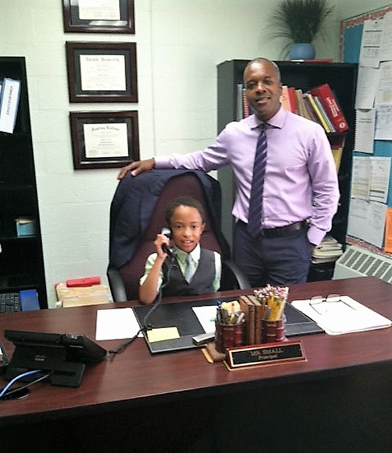 Flower Hill Principal Marlon Small with Andrew Guandique