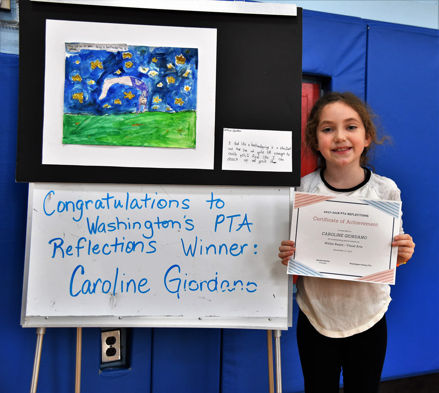 Caroline Giordano with her award certificate and sensational artwork. 