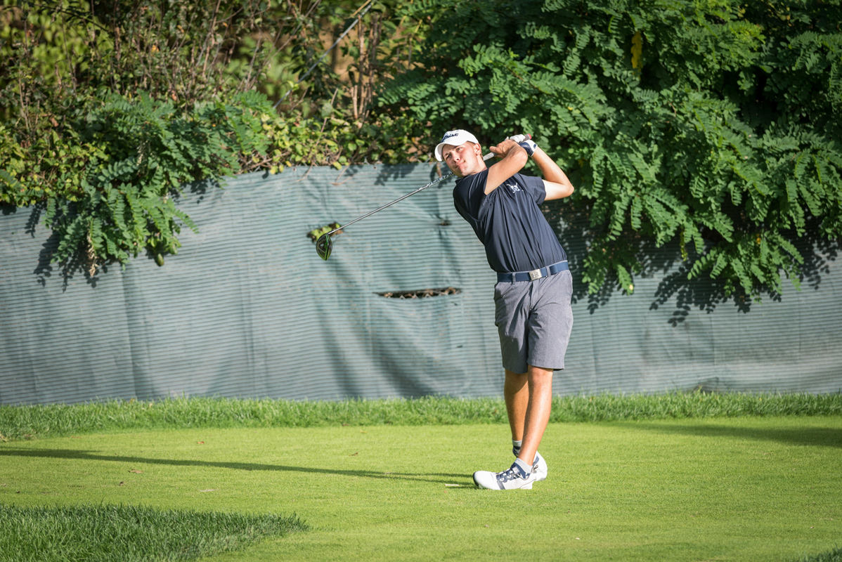Huntington golf star Tyler Gerbavsits lets it rip off the tee.