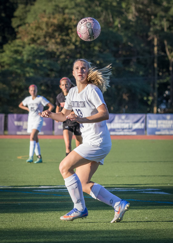 Senior Katie Seccafico follows the ball.