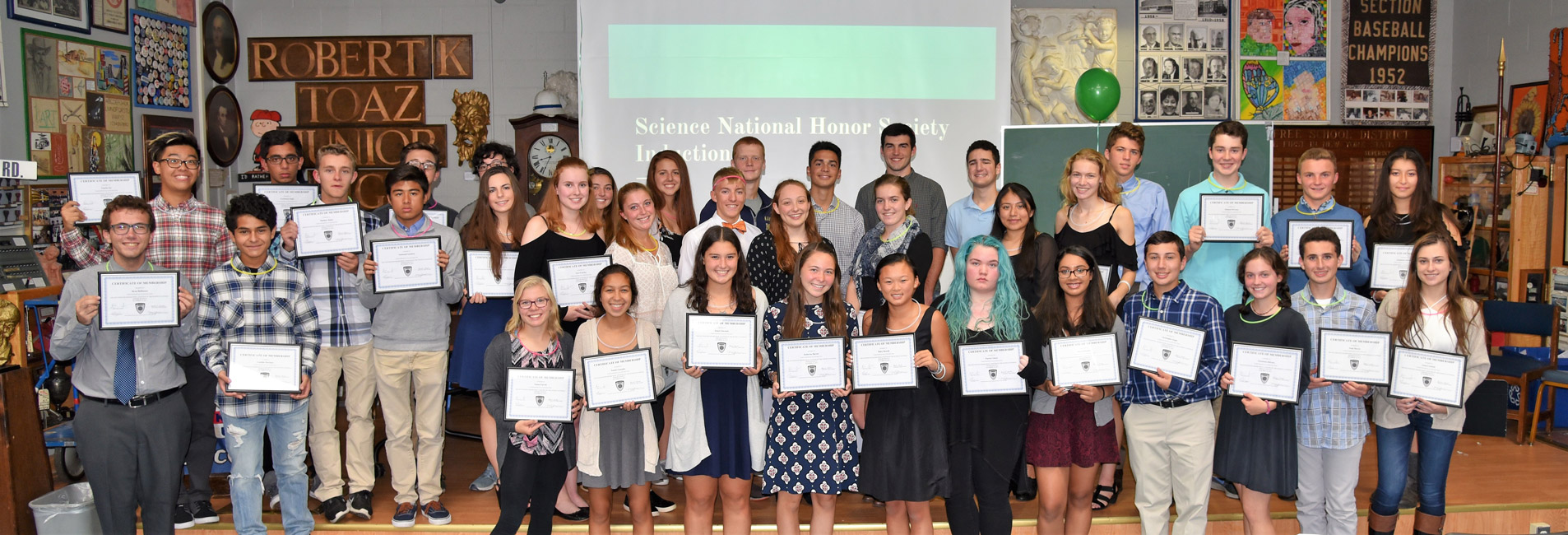 The 38 new members of Huntington's National Science Honor Society chapter.