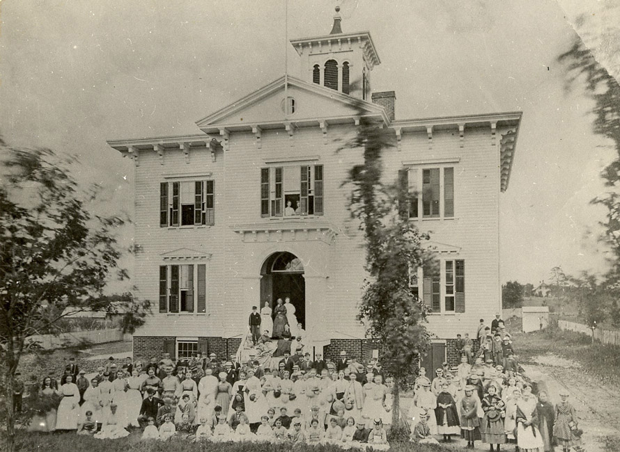 Huntington's Union School on Main Street in 1858