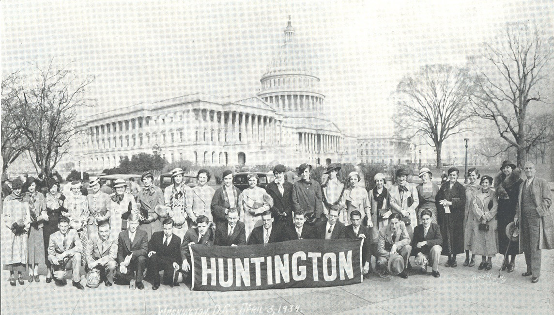 William Higbie (far right) during a 1934  trip to Washington, DC with Huntington seniors.