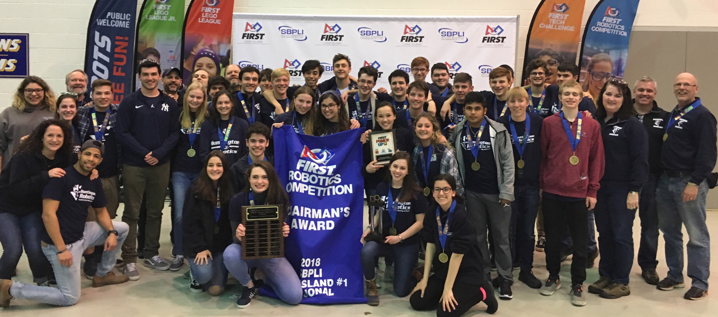 Huntington Robotics celebrates winning the Chairman's Award and a berth in the world championship.