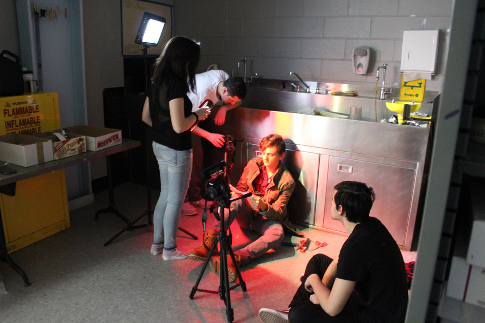 Jenny Low, David Mosden, John O'Brien and Tim Lefebvre on the set of Shelter.