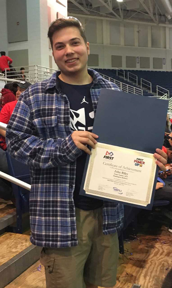 Senior John Riley was named Huntington Robotics team MVP.