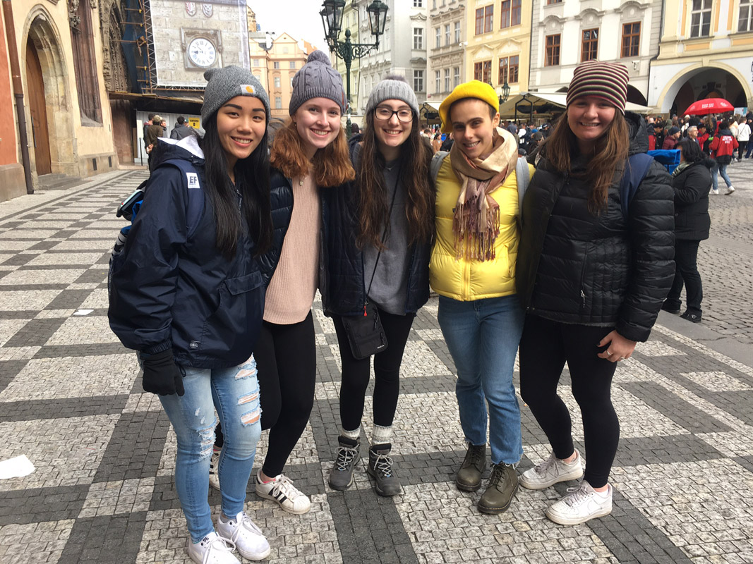 Lianna DeChiaro (left) in Eastern Europe with her friends.