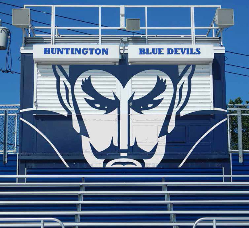 The Huntington Booster Club redecorated the Blue Devil Stadium press box.