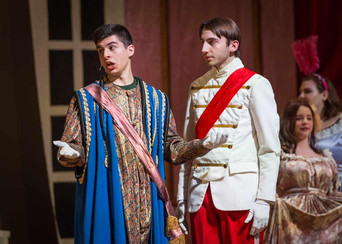 Seniors Peter Ciccone and Will Fallon in Cinderella. (Darin Reed photo.)