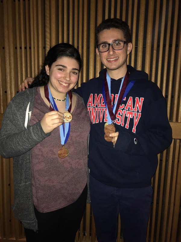 Rachel Moss and Noah Morris proudly display their Sciennce Olympiad medals.