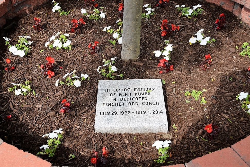 The Alan Kuver Memorial outside of Huntington High School