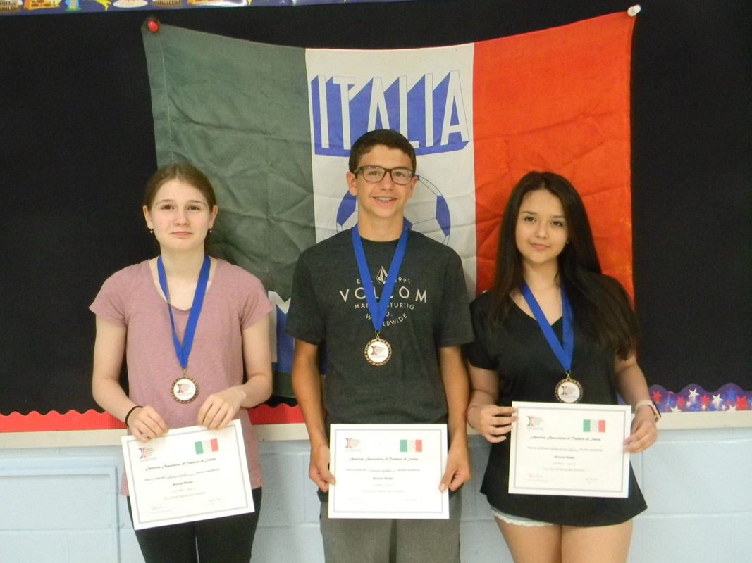 National Italian exam Bronze Award recipients.