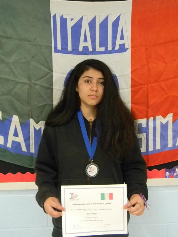 National Italian exam Silver Award recipient Jamie Mejia-Ortez.