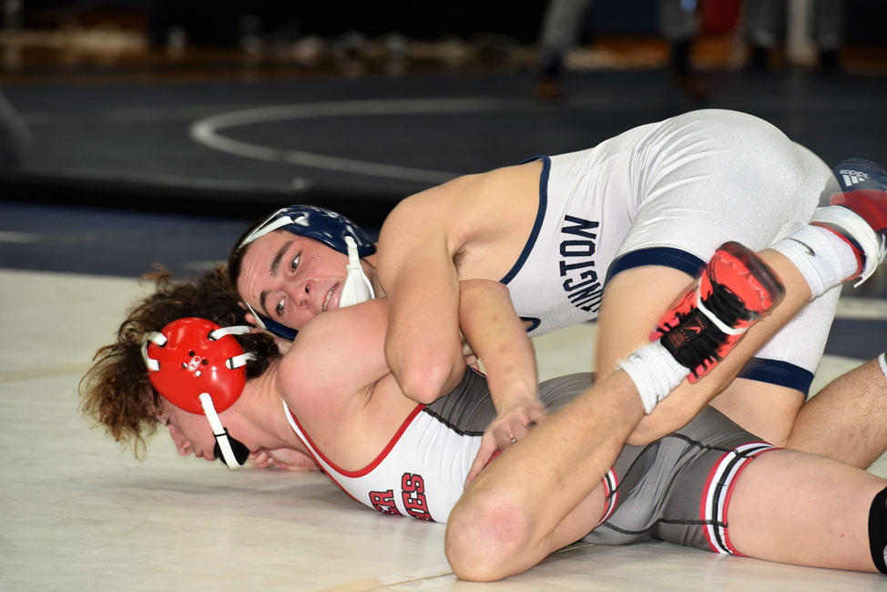 Huntington junior Aedan McDonald won the 132 lbs. tournament championship.
