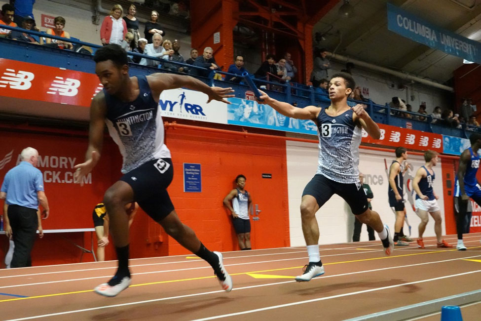 The Huntington boys' indoor track team was impressive last Friday night at the North Shore Invitational in Manhattan.