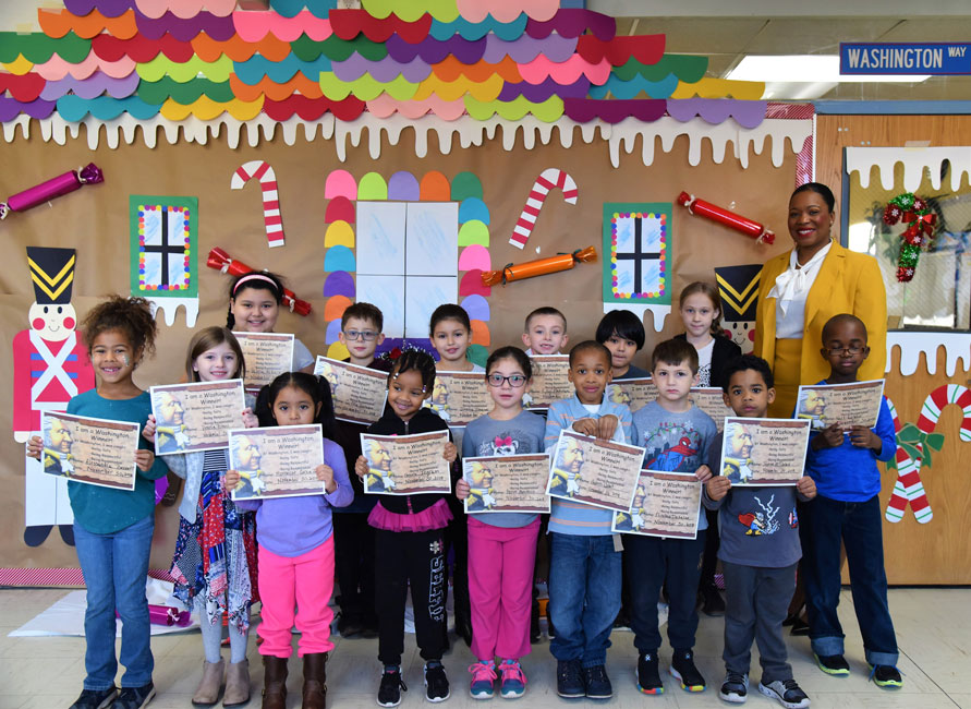 Principal Michelle Richards with November's Washington Ways Awards recipients.