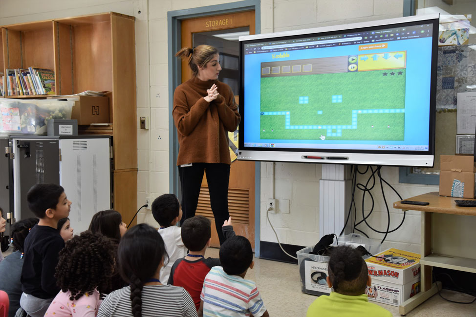 Washington School students participation in Hour of Code activities.