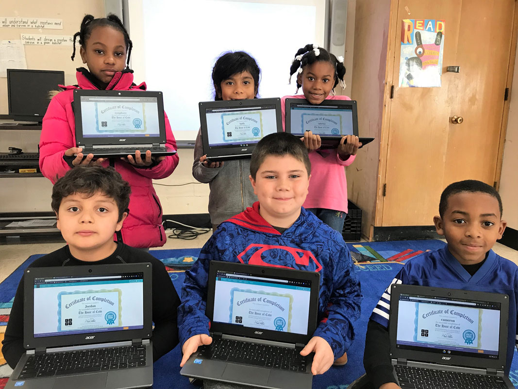 More than 300 Flower Hill School students engaged in computer coding activities last week. 