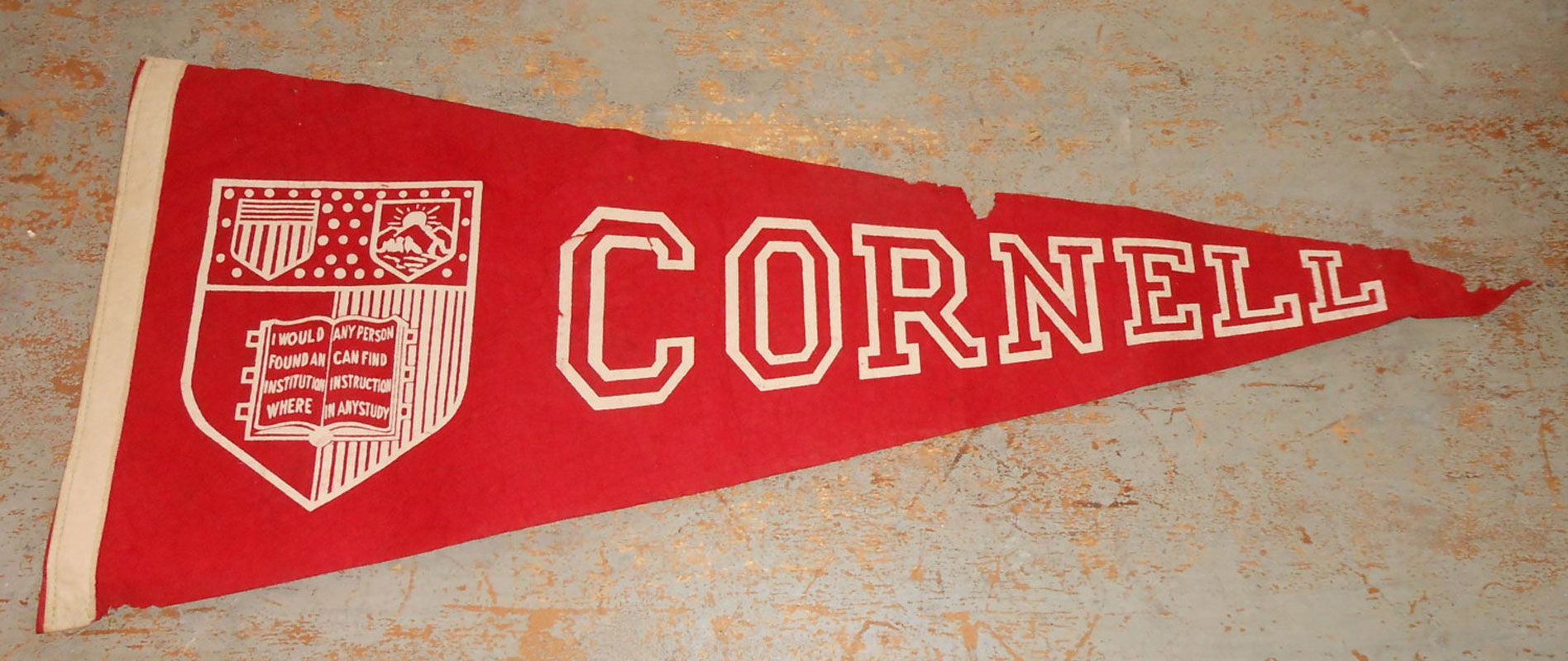 A vintage Cornell University pennant.