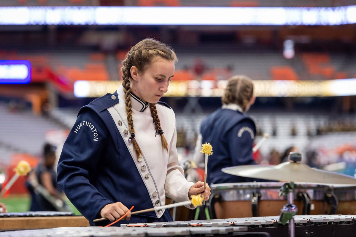 Peyton Kalb is a musician with the Huntington Blue Devil marching band. (Darin Reed photo.)