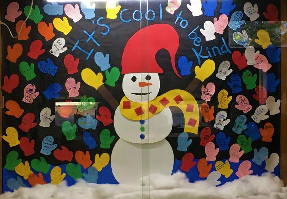 Flower Hill art teacher Jackie Waltel-Plesent created a beautiful display for the school lobby.