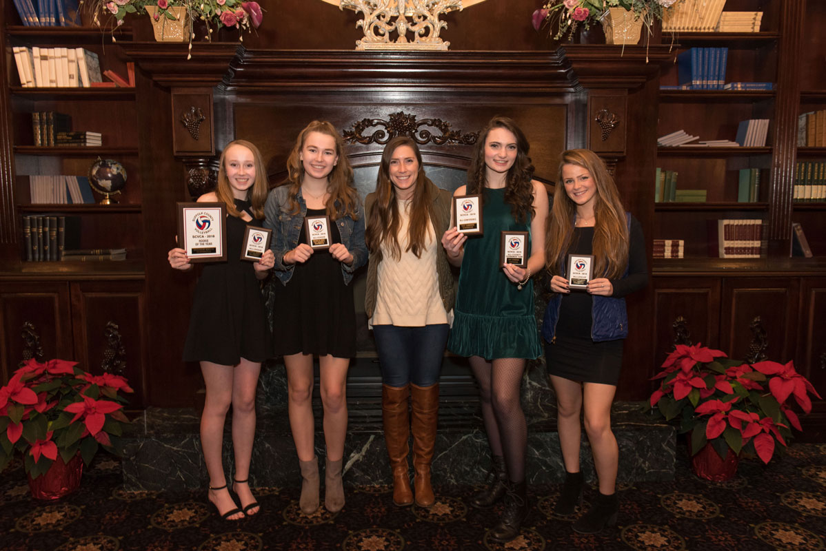 Coach Lauren Visbal is flanked by Shannon Kehoe, Maddie Reed, Cat Jamison and Caroline Lenze. (Darin Reed photo) 