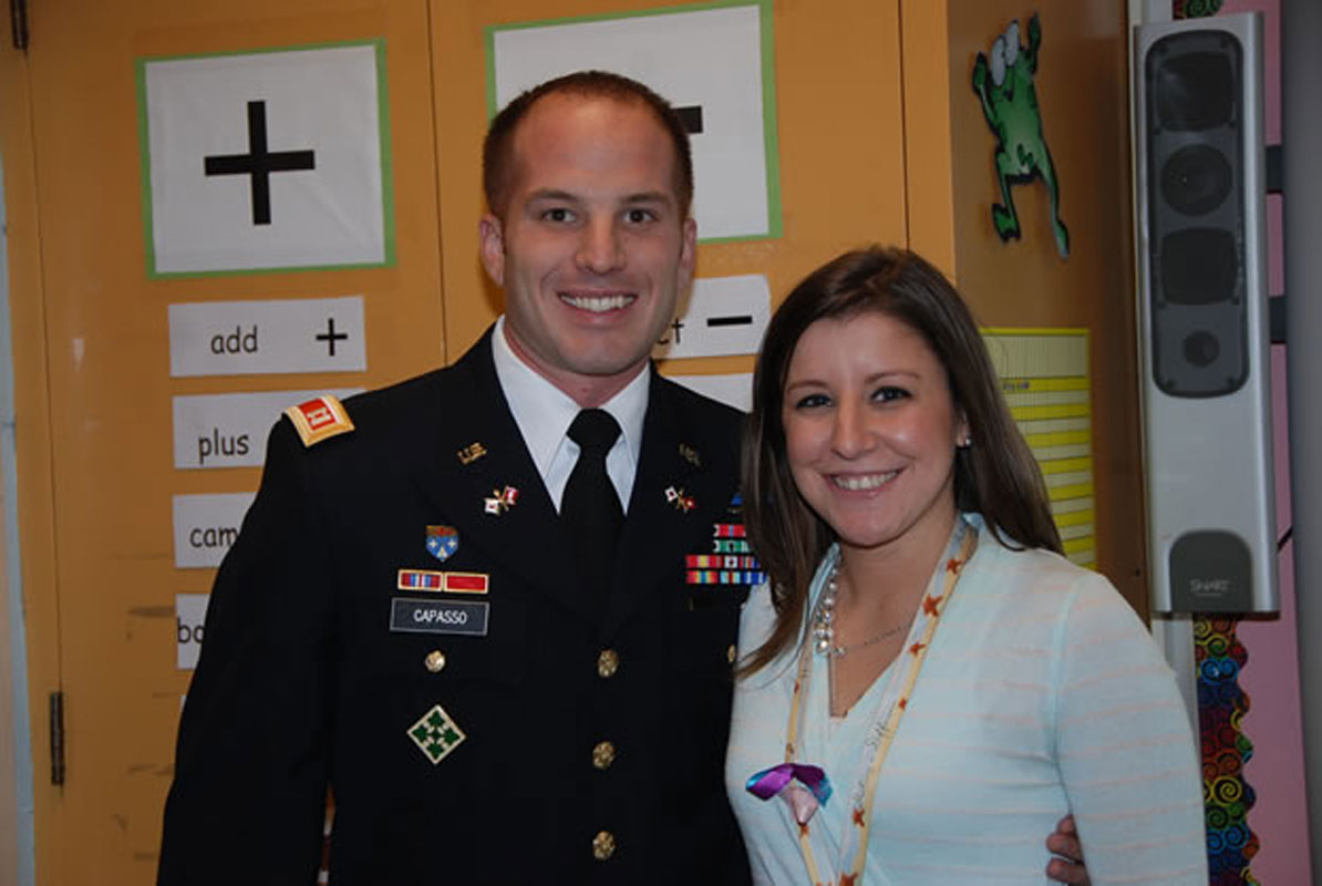 US Army Major Chris Capasso and Washington School teacher Tina Balducci.