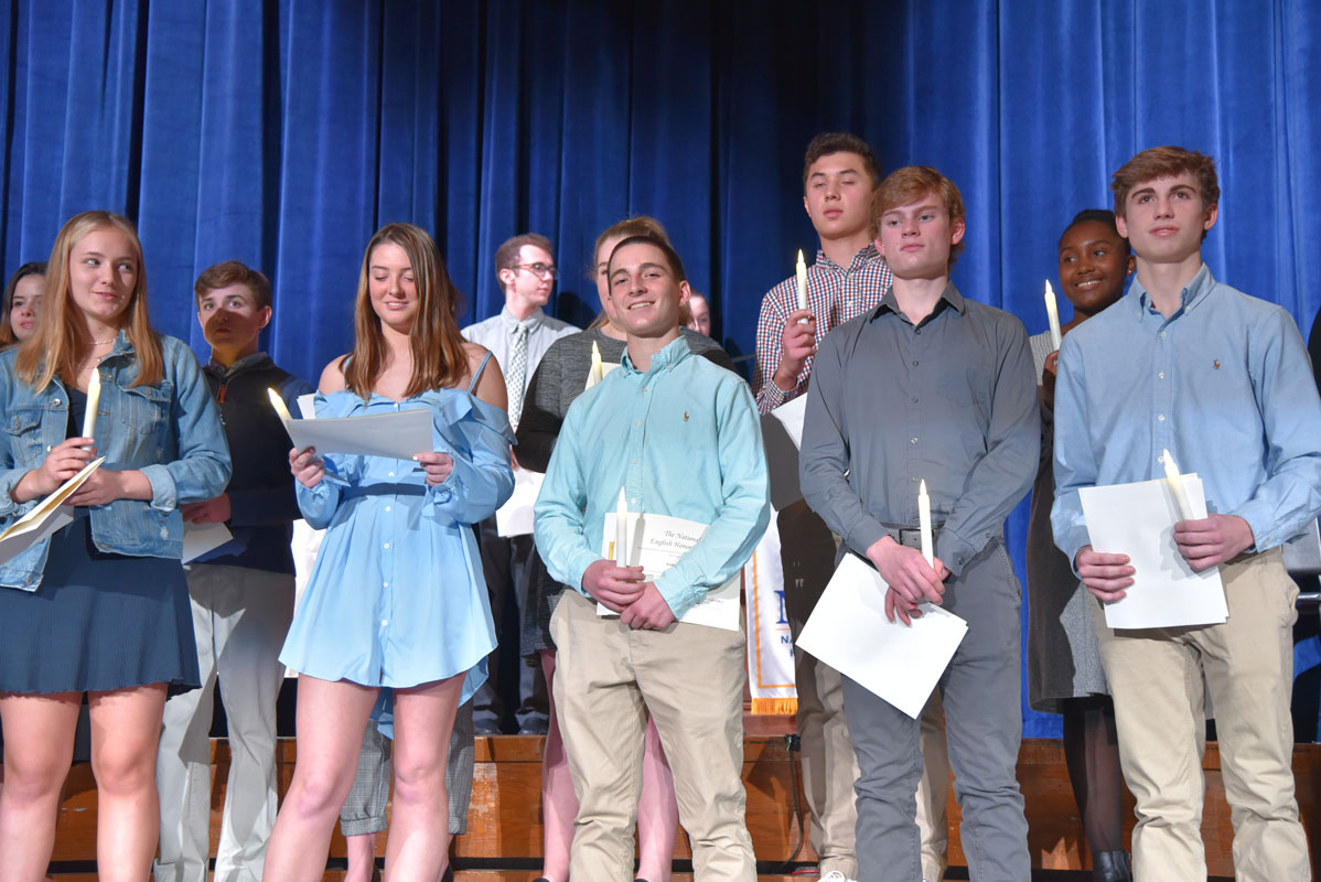 The new English Honor Society members were inducted during a ceremony in the auditorium. 