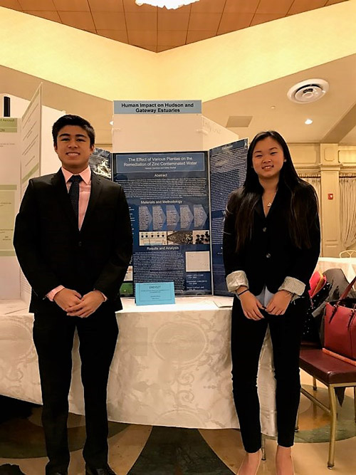 Nathaniel Gamboa and Haley Mortell with the findings of their fascinating research.