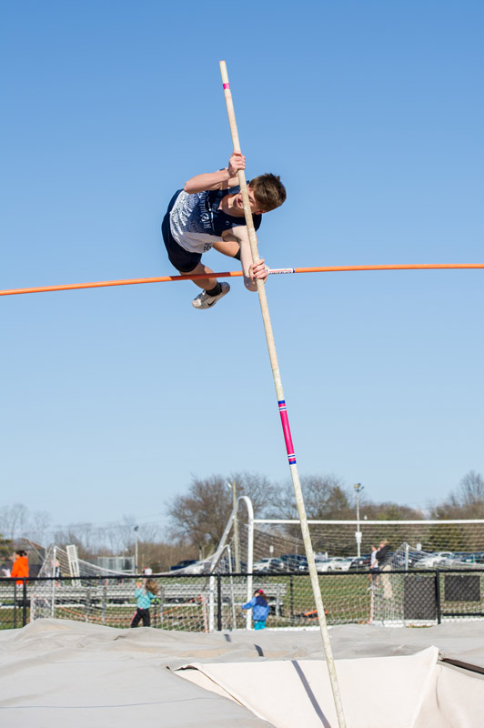 Huntington Class of 2015 member Joe Saginaw was a great pole vaulter with the Blue Devils. (Darin Reed photo.)