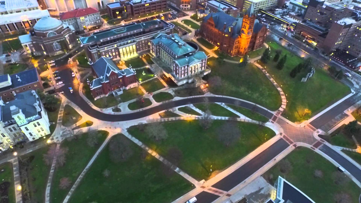 Syracuse University from high above the campus.
