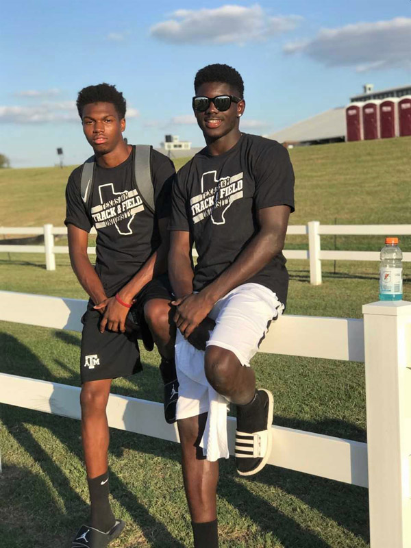 Huntnigton alums Kyree Johnson and Infinite Tucker are track teammates at Texas A&M.