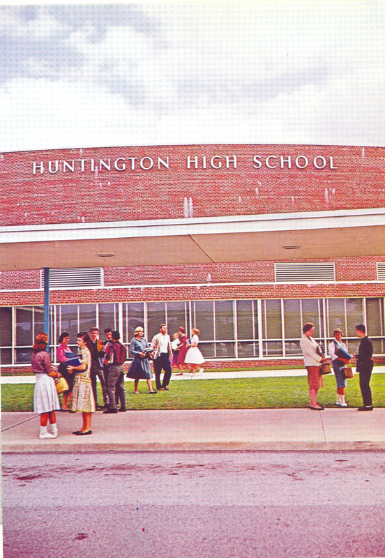 Huntington High School's main lobby in the 1960s had many more windows than it does today.