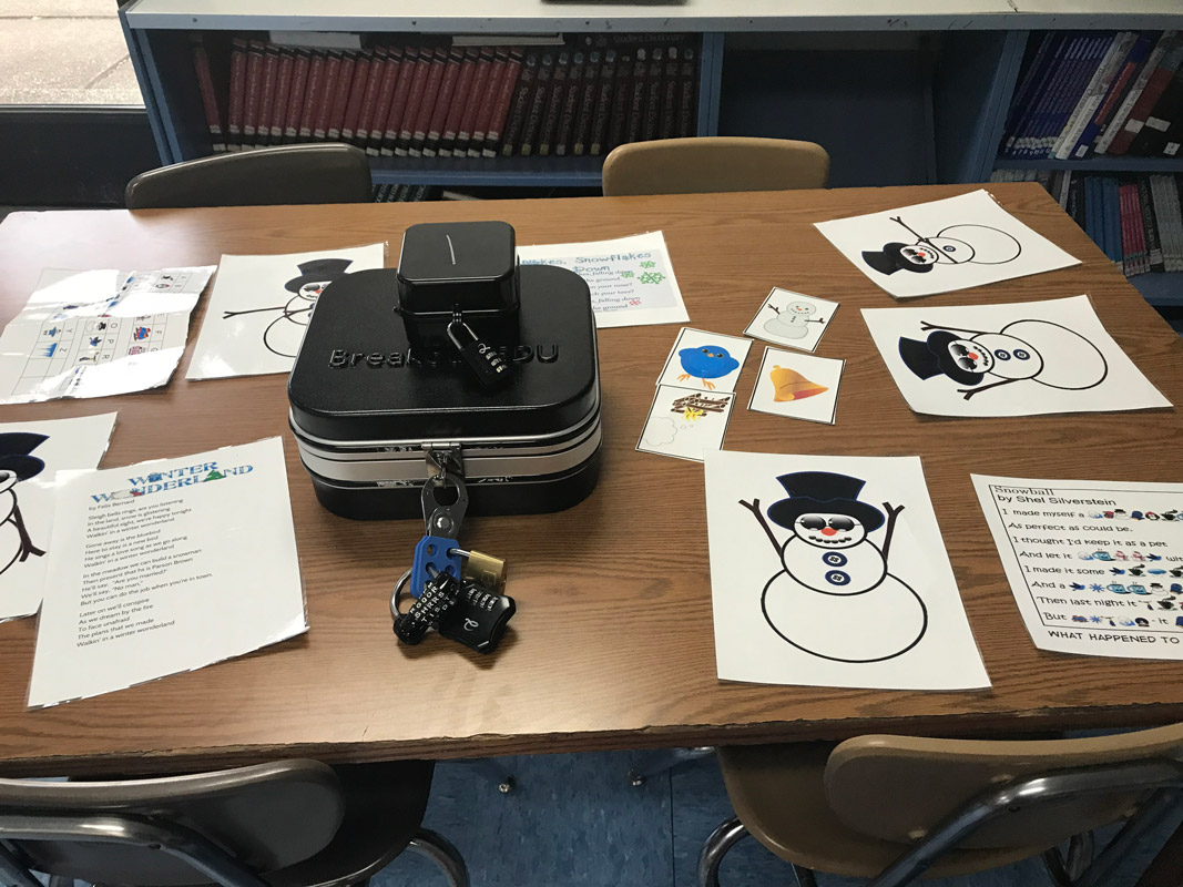 The Woodhull School library sprang to life for sixth graders involved in a breakout competition. 