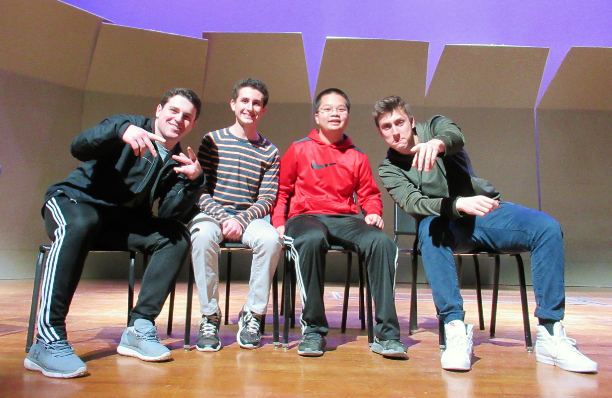 Spelling Bee finalists Sam Bergman, Noah Morris, Chris Chang and Levi Leach.