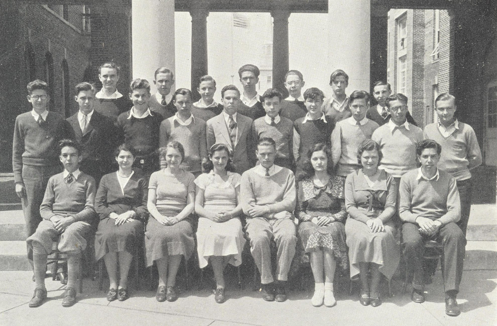 1932 Sigma Mu members outside the old Huntington High School.