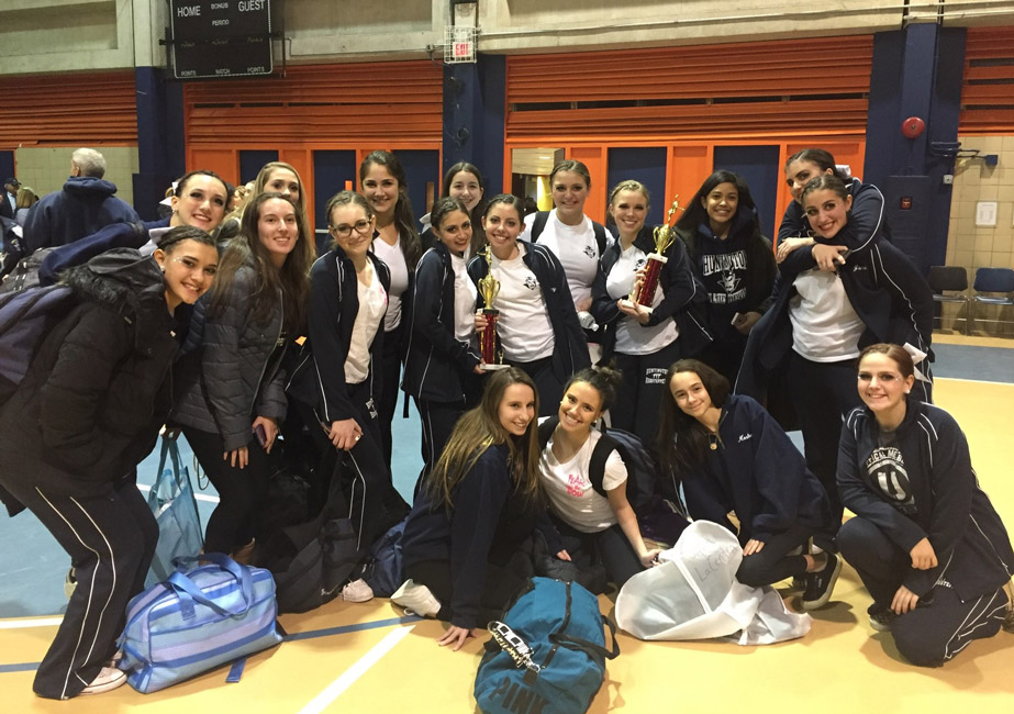 The Huntington Highsteppers with their third place trophies last Sunday at Nassau Community College