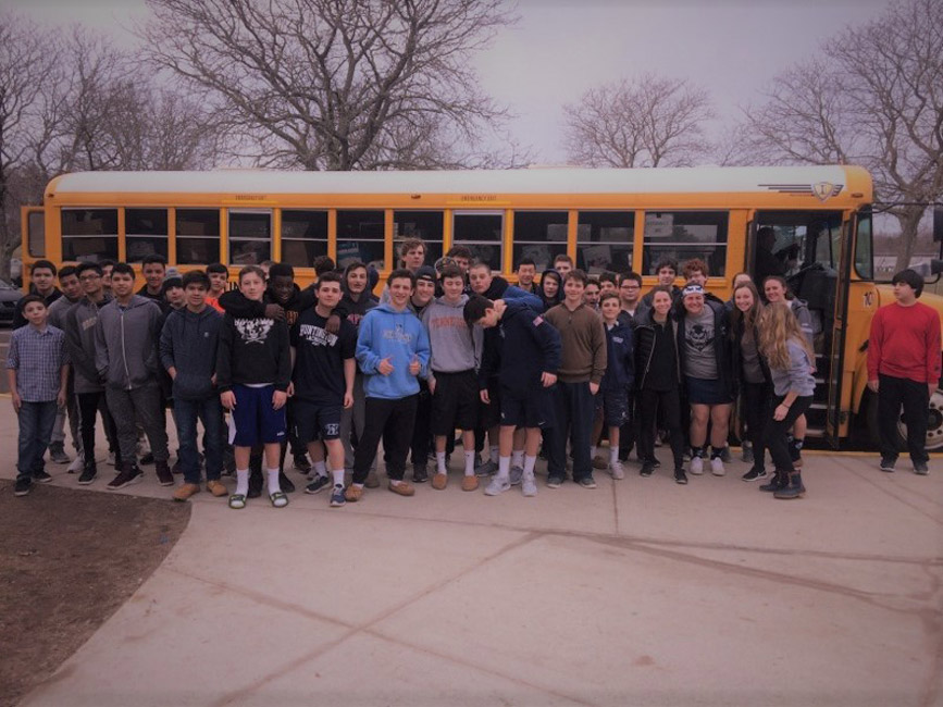 Huntington students stuffed a large school bus with food last March.