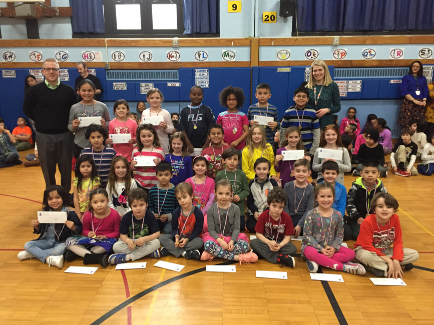 Southdown Splash Award recipients with Principal Scott Oshrin and teacher Colleen Simko.