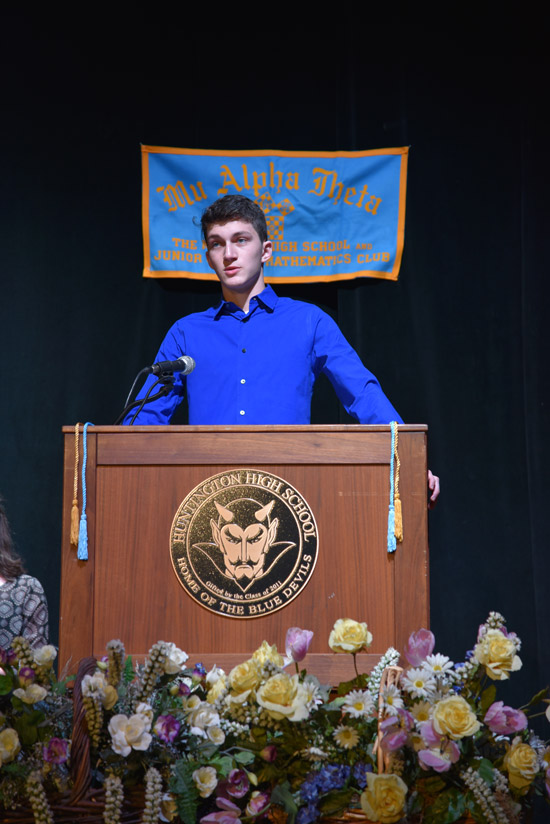 Huntington Math Honor Society President Aidan Forbes. 