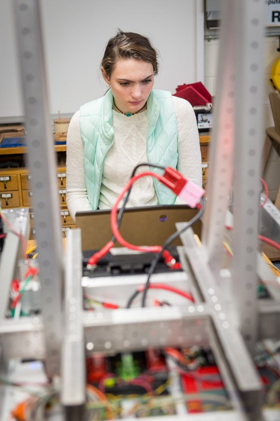 The Huntington robotics team is busy building and programming its robot for competition.
