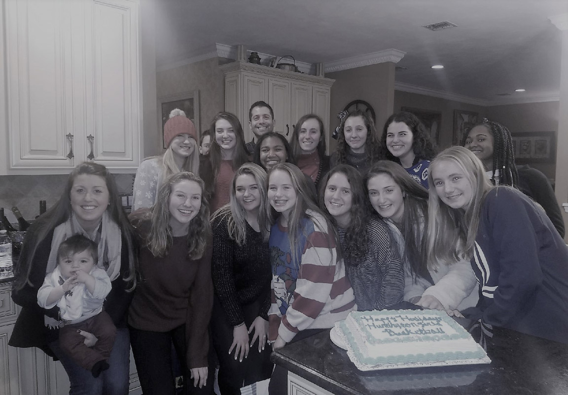 The Huntington girls' basketball team at its holiday party.