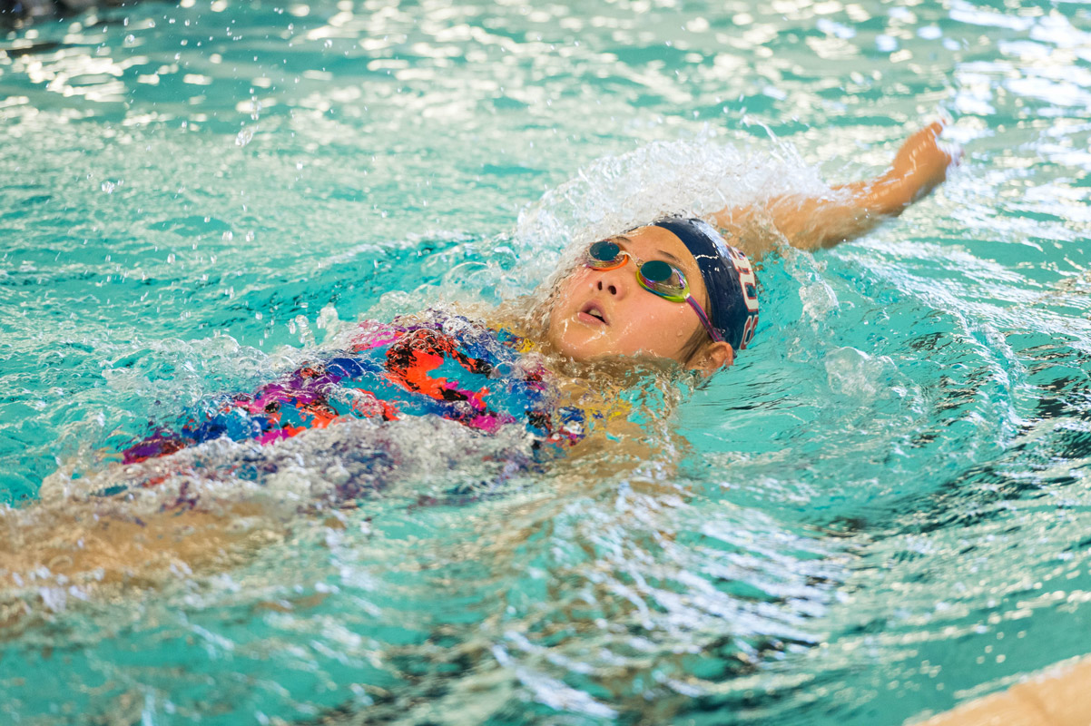 Huntington freshman Claire Conner floats right along. (Darin Reed photo.)
