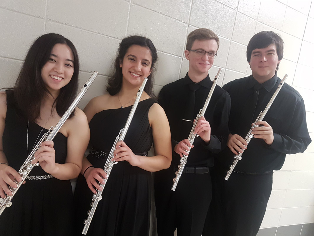 Jacob LaBarge (right) with West Virginia's Helios Flute Quartet.