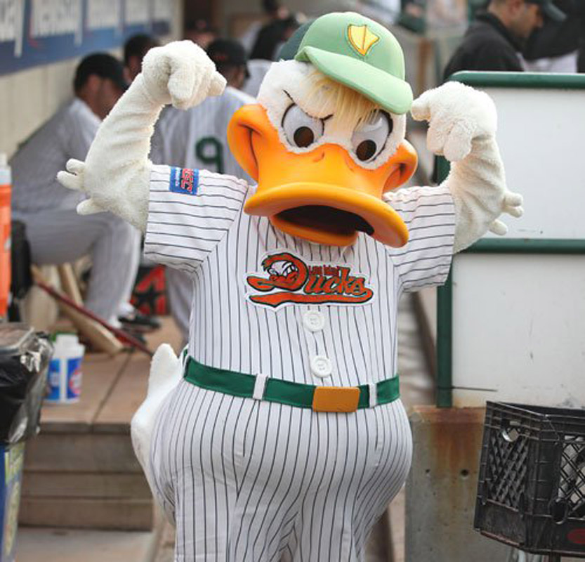 QuackerJack is the mascot of the Long Island Ducks.