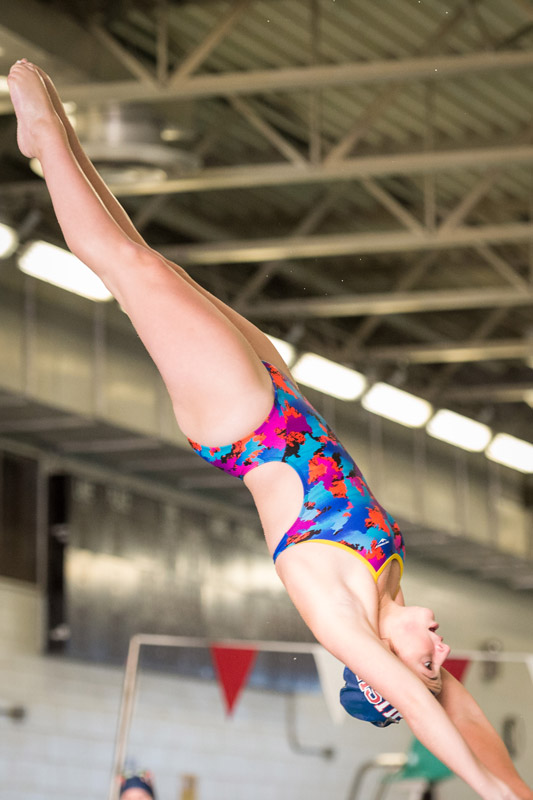 The Huntington swim team will say goodbye to All-State diver Trish Arceri. (Darin Reed photo.)