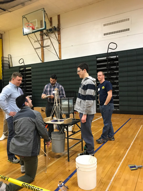 Huntington Science Olympiad team members at work during last Saturday's competition. 