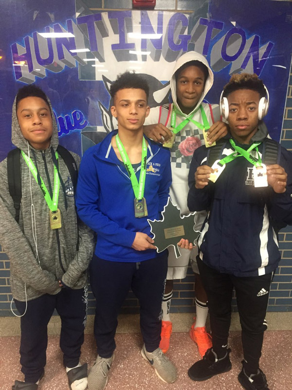 Josiah Melendez, Jason Turner, Anthony Joseph and Nasir Youngblood with their awards. 