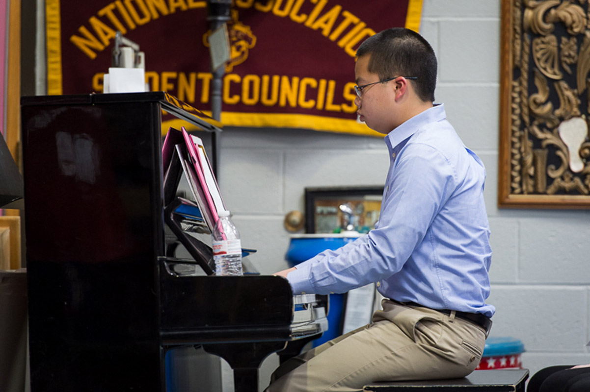Christopher Chang was magnificent performing on piano during the induction. (Darin Reed photo.)