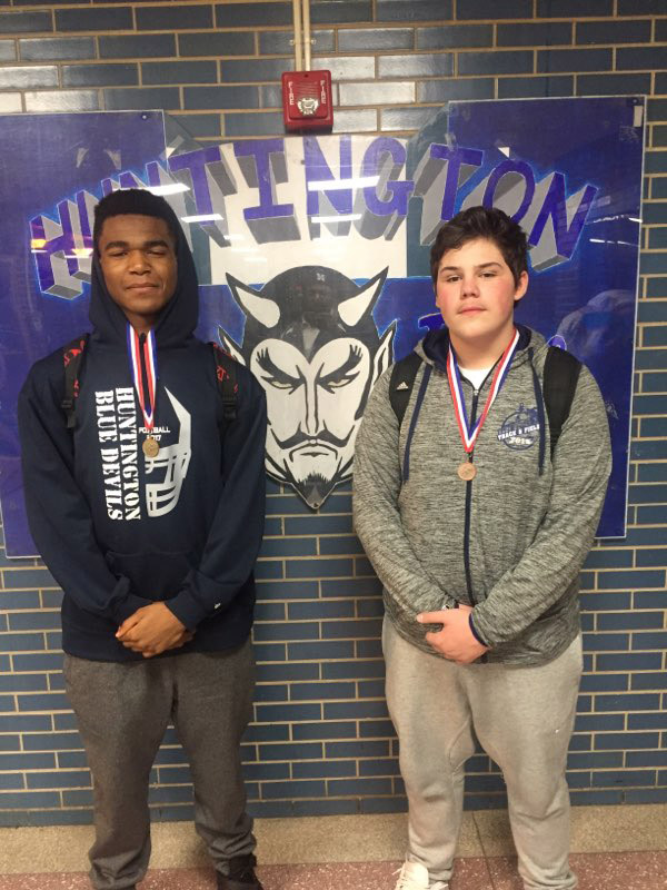 Freshmen throwers Mekai Butts and Gary Barash.
